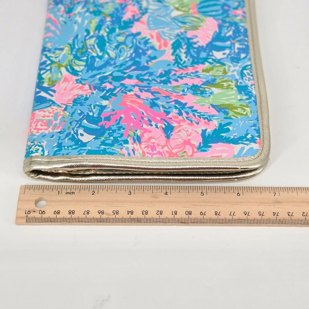Lilly Pulitzer Bi-Fold Travel Organizer Clutch Bag Fished My Wish Gold Trim